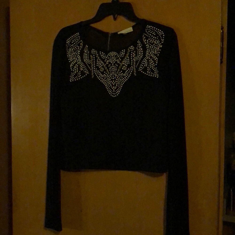 Sheer black detail crop top